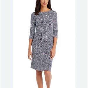 J. McLaughlin Sage Dress Women Medium Ruched Side Catalina Cloth Nautical Preppy